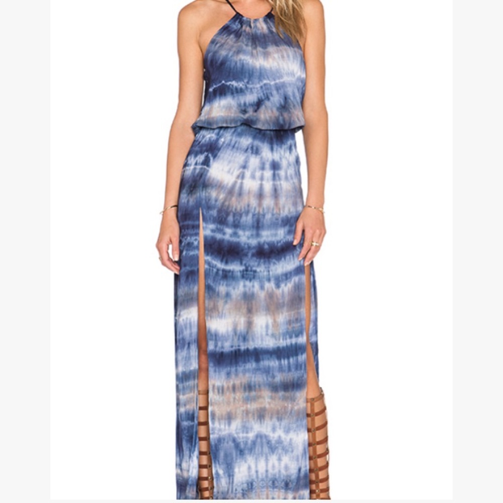 Planet blue blue life two slit tie dye maxi dress